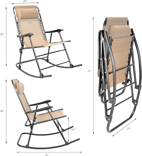 Miniatura 3 de Devoko Reposera de columpio para patio con gravedad cero, reclinable amplia para exteriores, silla para césped, playa, camping, junto a la piscina