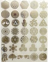 Vista 5 de 35 unids/lote Flor de la Vida Metal Pegatina Geometría Orgone Pirámide Pegatina Autoadhesiva Calcomanías Negras