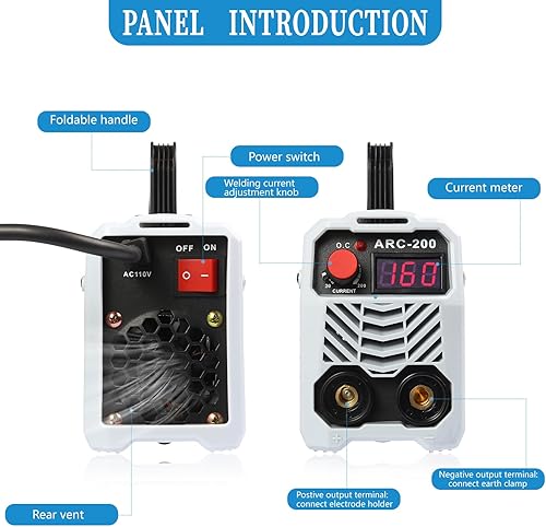 Miniatura 3 de Wanhong Mini sistema de soldadura 200A Stick ARC máquina soldadora eléctrica IGBT digital, cable de soldadura, máscara y guantes, uso doméstico