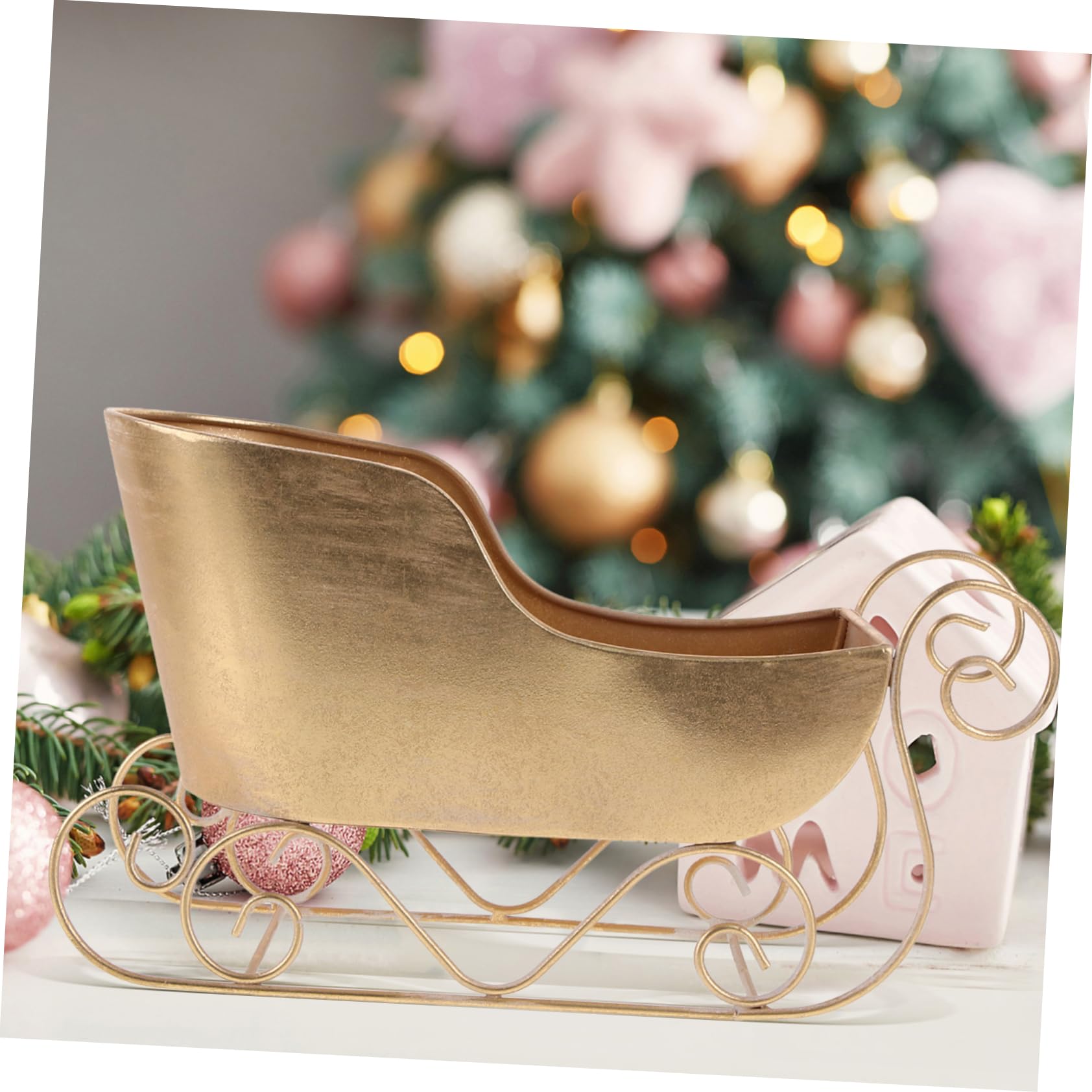Amosfun Klassische Eiserne Schlitten Ornament Weihnachtsdekoration in Gold für Besondere Anlässe und Festliche Weihnachtsfeiern als Dekorativer Schmuck