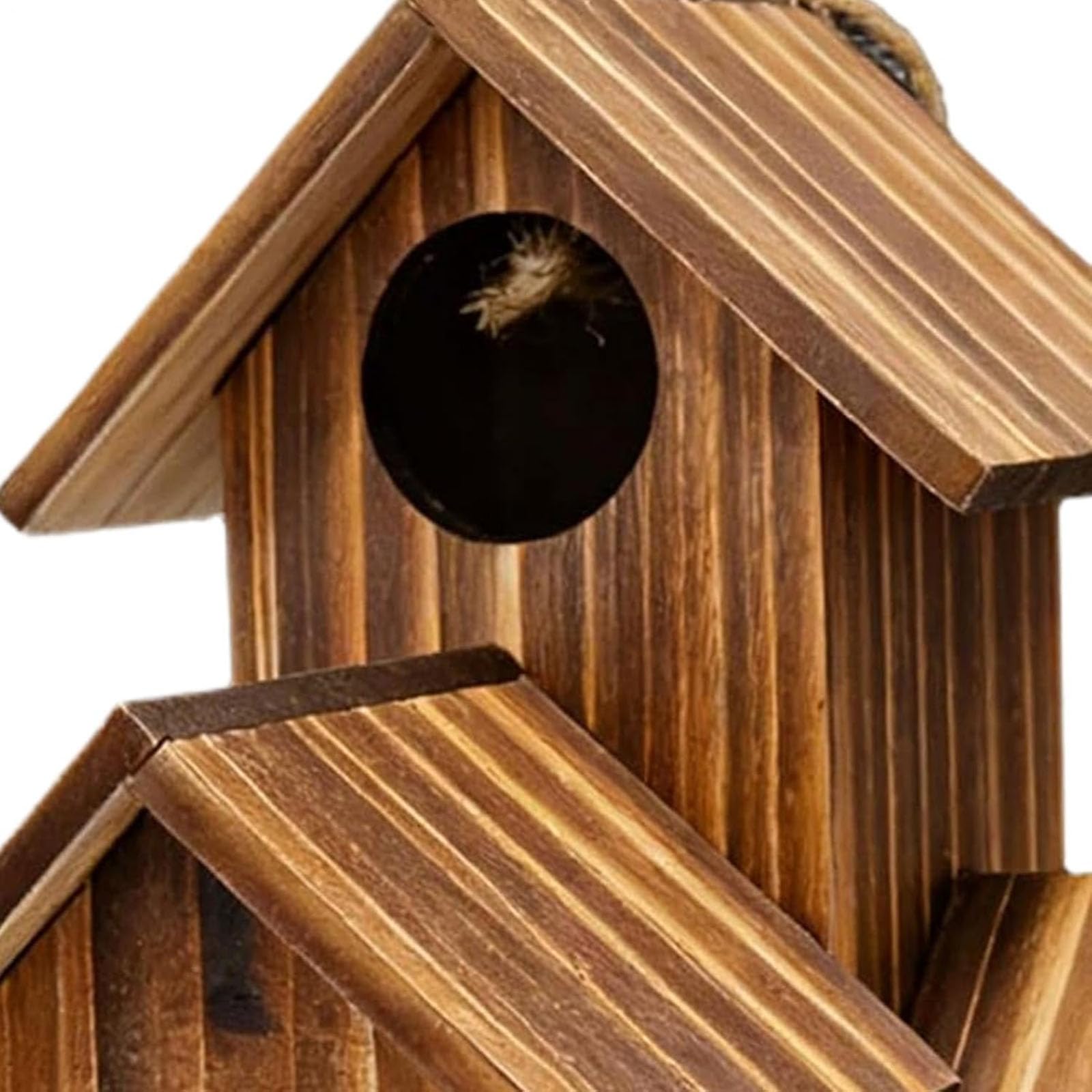 Mangiatoia per scoiattoli in legno per esterni, design a tre stanze con tetto flessibile, ideale per giardino, terrazza, patio, balcone, cortile