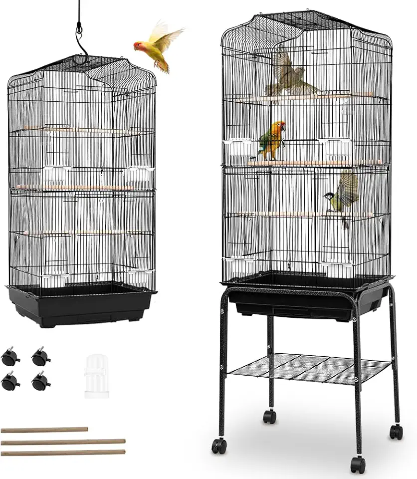Gaiola para Calopsita 138 * 44 CM, Viveiro para Papagaio, Gaiola Calopsita, Duas Opções de Montagem, Viveiro Calopsita, Inclui Diversos Acessórios, como Lancheira, Palito de Madeira e Prateleira