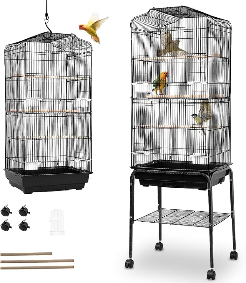 Gaiola para Calopsita 138 * 44 CM, Viveiro para Papagaio, Gaiola Calopsita, Duas Opções de Montagem, Viveiro Calopsita, Inclui Diversos Acessórios, como Lancheira, Palito de Madeira e Prateleira