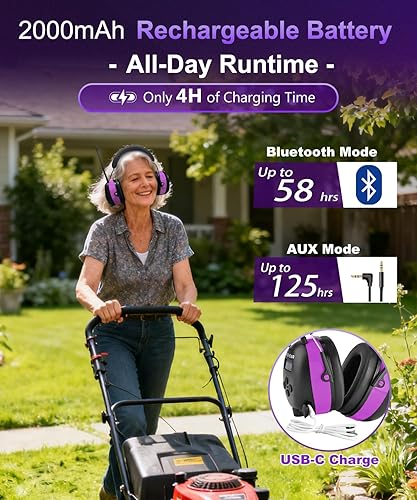 Miniatura 4 de PROHEAR 033 AM FM Bluetooth 5.4 Radio Auriculares de protección auditiva 31dB SNR - 48 horas de tiempo de reproducción - Protector de oídos para