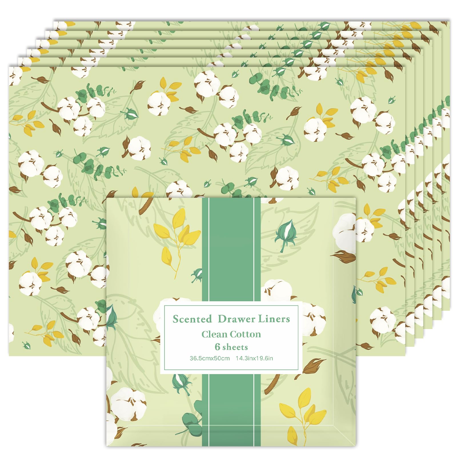 SCENTORINI Scented Drawer Liners for Dresser, 6 Sheet Clean Cotton Scent Drawer Paper Liners for Bedroom Drawer Home Shelf Closet