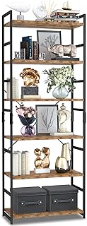 NUMENN 6 Tier Bookshelf, Tall Bookcase Shelf Storage Organizer, Modern Book Shelf for Bedroom, Living Room and Home Office, Vintage