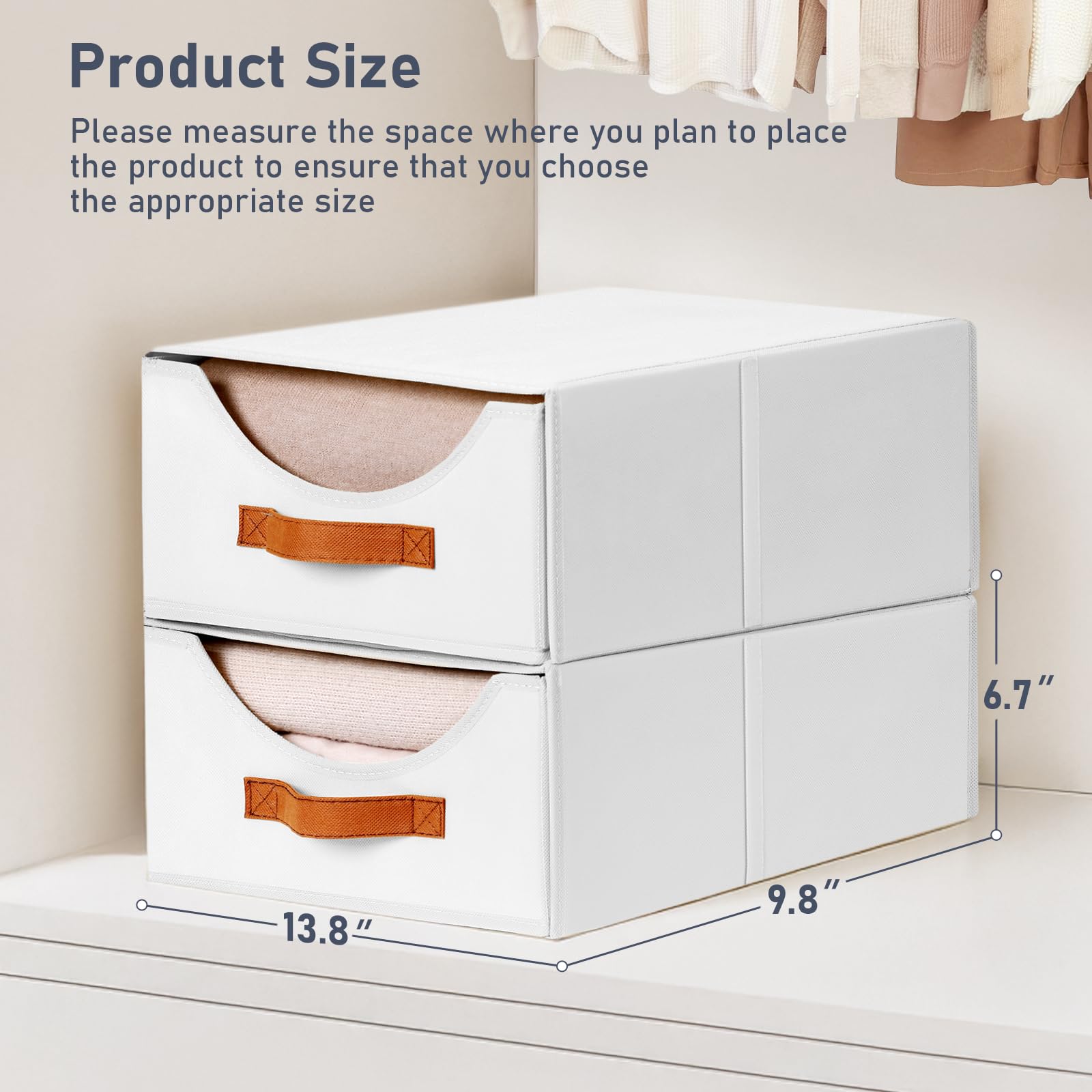 DIMJ Caisson Tiroir - Caisson de Rangement Lot de 4 Boîtes, Boite de Rangement Empilable, pour Chambre, Bureau, Détachable, Combinaison Libre, Blanc, 35 x 25 x 17 CM