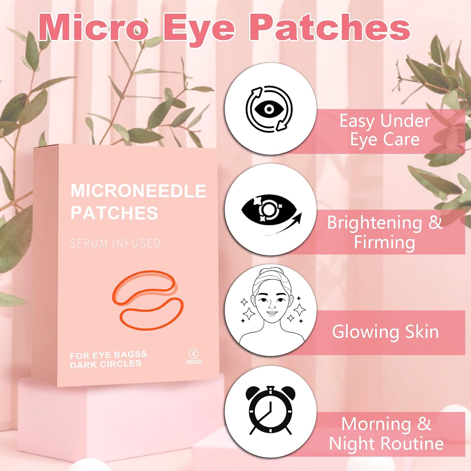 Charunee Micro Eye Patches, Under Eye Patches for Puffy Eyes and Dark Circles, Forehead & Smile Line Patches, Facial Anti Wrinkle Patches, Skin Care Masks for Women (6 Pairs)