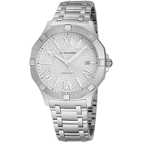 Concord Saratoga Mens Stainless Steel Watch - Timepiece with Swiss Movement and Sapphire Crystal