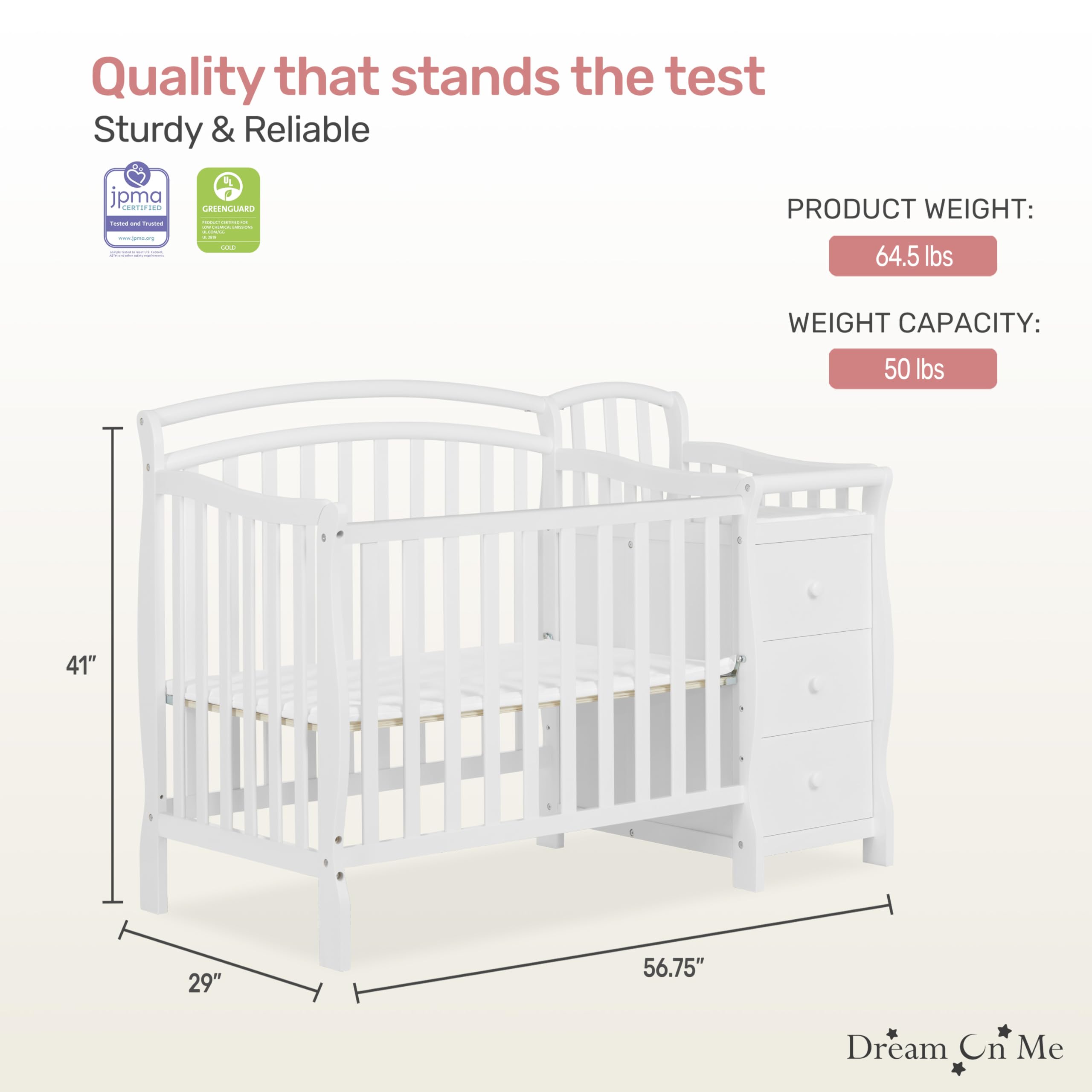 Amazon.com : Dream On Me Casco 3-in-1 Mini Convertible Baby Crib