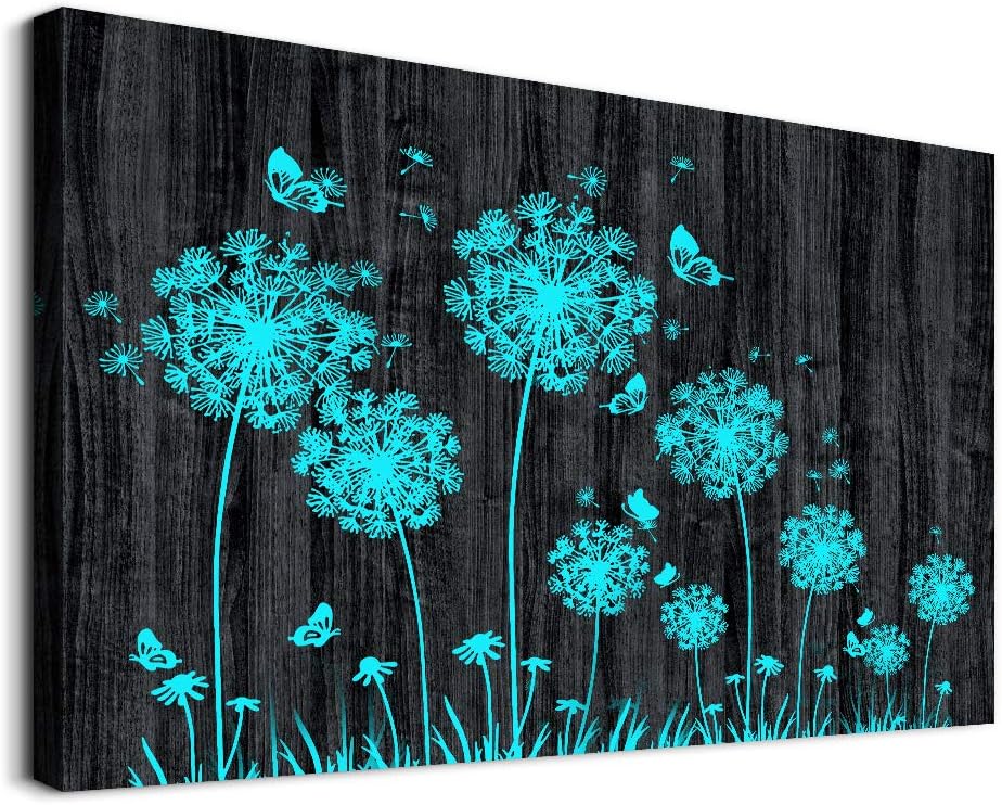Family Bedroom Wall Decor Canvas Wall Art for dining Room Modern Wall Decorations for Bathroom Office Abstract Paintings Kitchen Canvas Art Blue Dandelion Hang Pictures wall Artwork Home Decoration