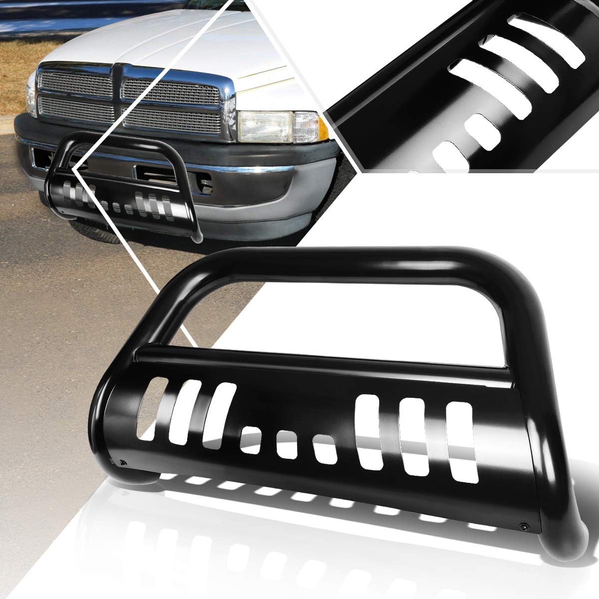 PM PERFORMOTOR 3" Black Steel Bull Bar Grille Guard for 1994–2002 Dodge Ram