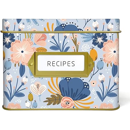 Amazon.com: Jot & Mark Decorative Recipe Tin Box for Recipe Cards