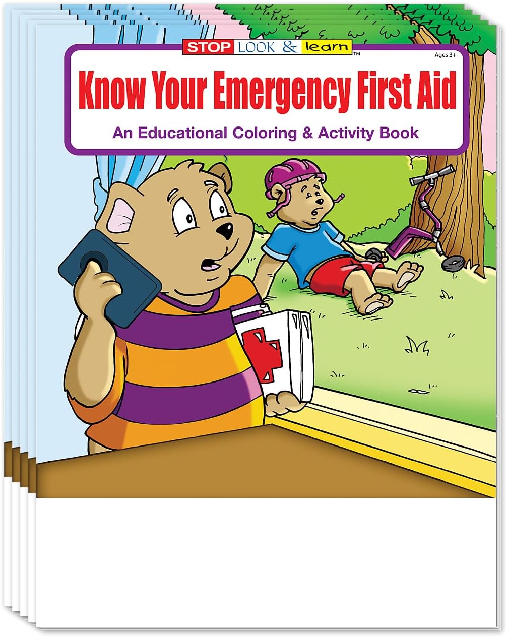 ZOCO – Know Your Emergency First Aid Coloring & Activity Books (25 Bulk Pack, Without Crayons) – Educational Safety Handout – EMS Gifts for Kids