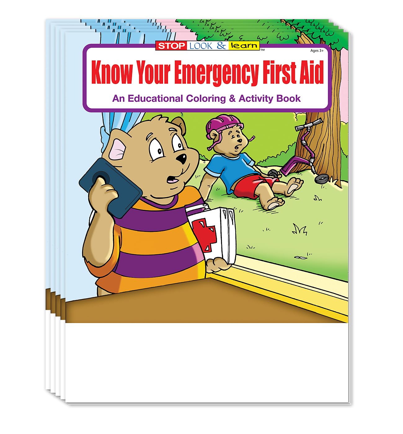 ZOCO – Know Your Emergency First Aid Coloring & Activity Books (25 Bulk Pack, Without Crayons) – Educational Safety Handout – EMS Gifts for Kids