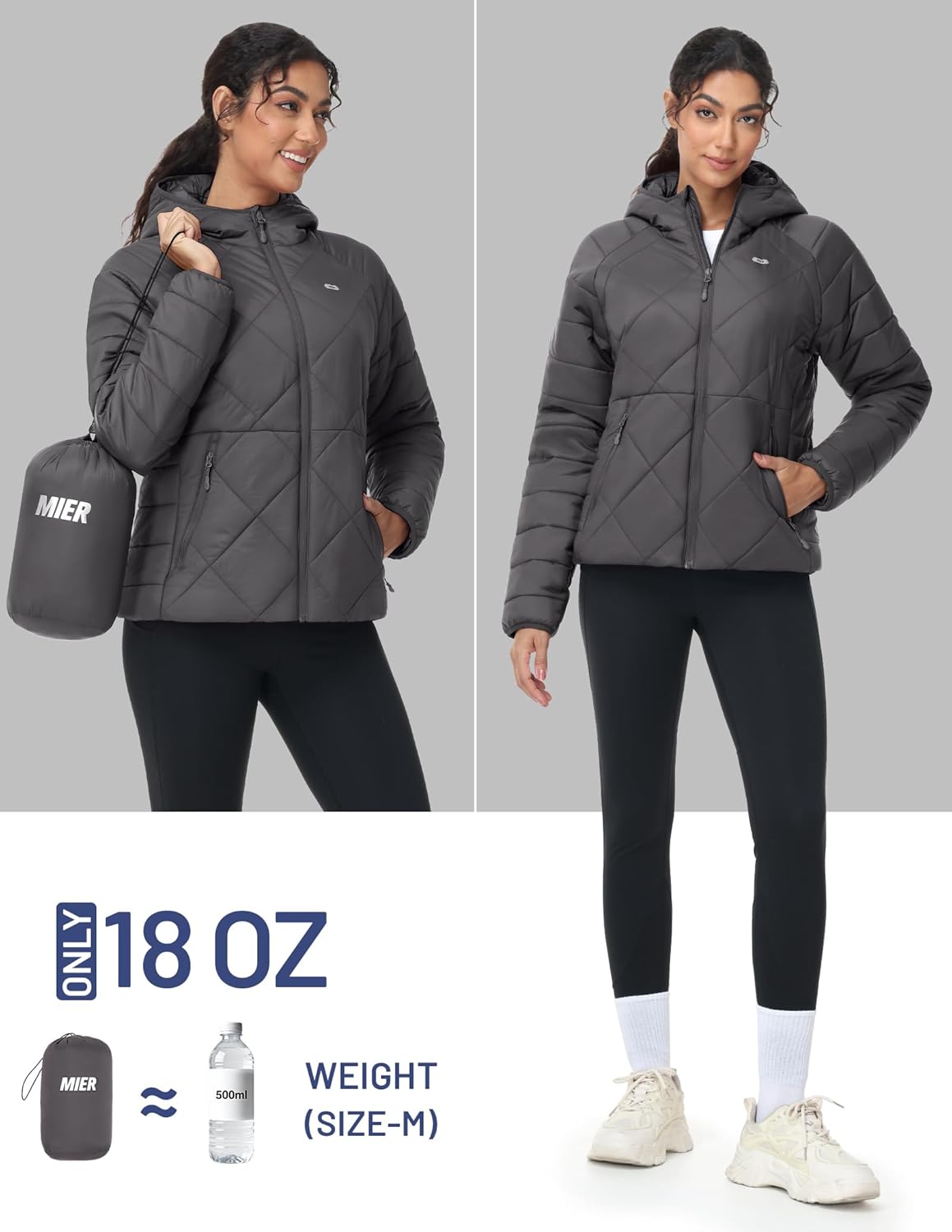 MIER Womens Puffer Jackets, Lightweight Packable Quilted Winter Coat with Hood，Water Resistant Warm Puffy Jacket for Travel - Image 6