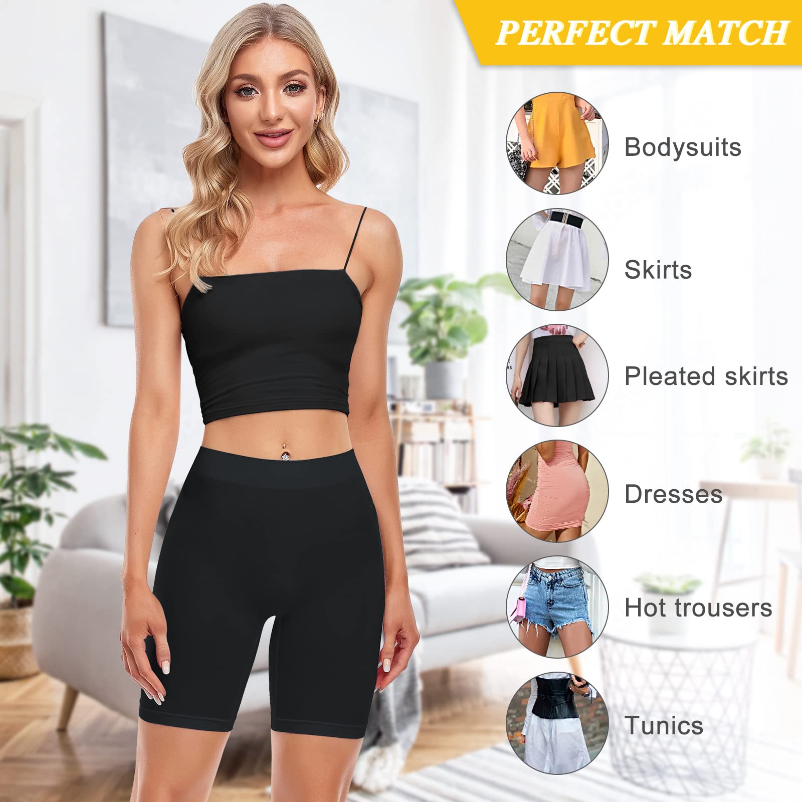 Slip Shorts Donne Senza Cuciture Boyshorts Mutandine per Sotto Abiti Coscia Più Sottile Anti Chafing Biancheria Intima Boxer Slip, 3 pezzi (nero* 3), XXX-Large