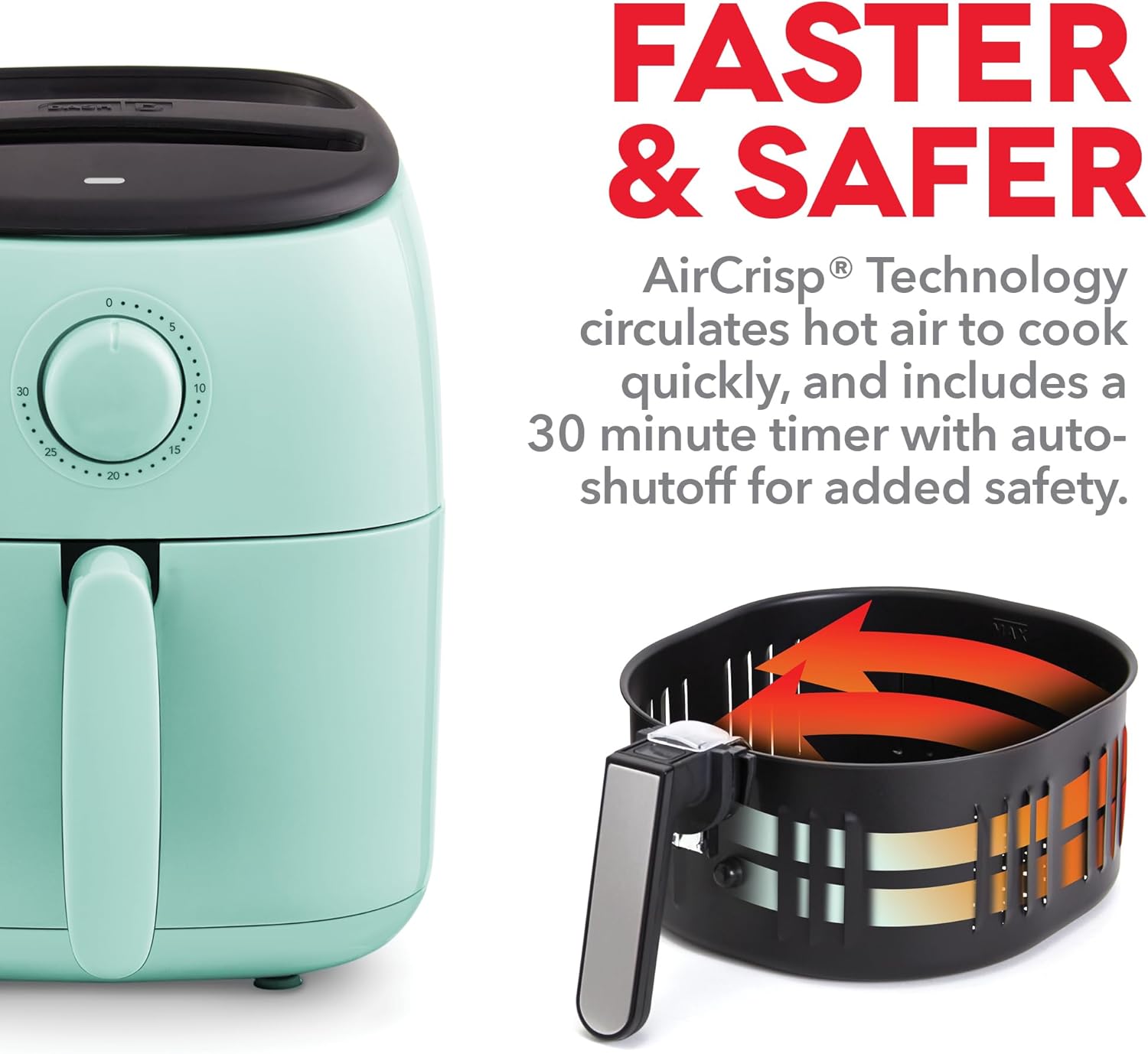 DASH Tasti-Crisp™ Electric Air Fryer Oven, 6 Qt. Family Size, Black – Compact Air Fryer with Large Basket for Healthier Food in Minutes, Ideal for Small Spaces - Auto Shut Off, Analog, 1700-Watt DASH Tasti-Crisp™ Electric Air Fryer Oven, 6 Qt. Family Size, Black – Compact Air Fryer with Large Basket for Healthier Food in Minutes, Ideal for Small Spaces - Auto Shut Off, Analog, 1700-Watt