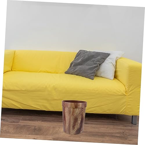 Miniatura 5 de BESPORTBLE Basurero de madera, redondo apilable, cubo de basura de madera natural, cubo de basura rústico para dormitorio, baño, oficina, sala de