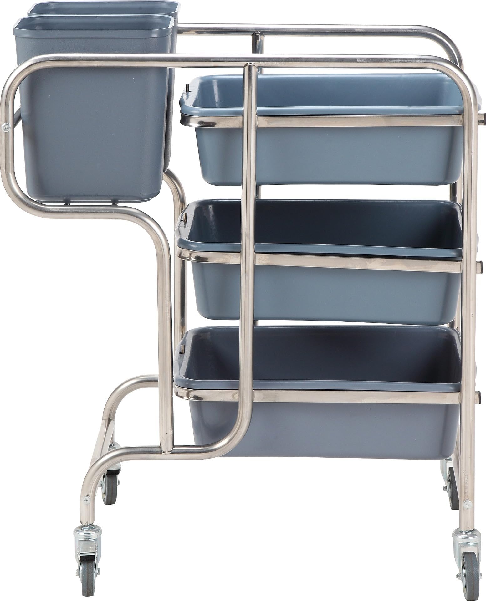 Carro de transporte de acero inoxidable de 3 niveles con bandejas y bañeras, carrito de catering comercial con ruedas giratorias