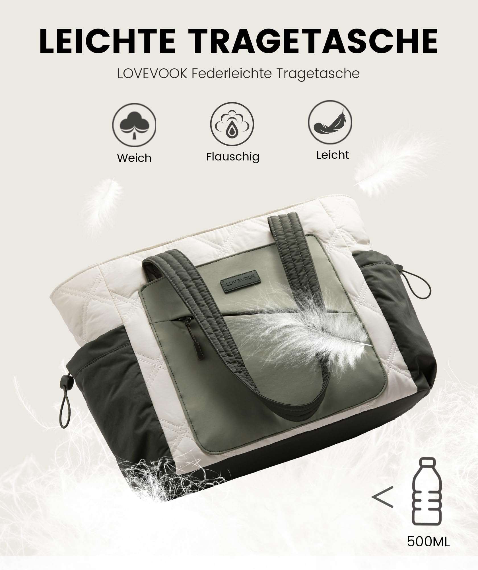 LOVEVOOK Duża torebka na laptopa o przekątnej ekranu 15,6"/17,3", torba robocza, torba na zakupy, torba szkolna, aktówka, torba biurowa, torba na ramię, uniwersalna