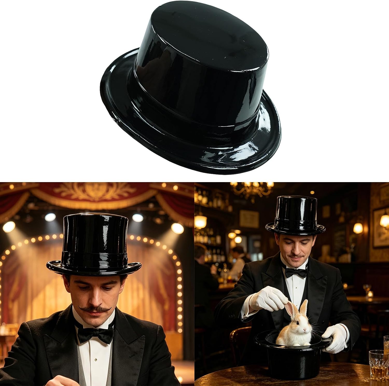 Fashionable PVC Top Hats Traditional Cosplay Hat Costume Accessory Perfect for Cosplay Parties and Photo Props Sparkling Hat