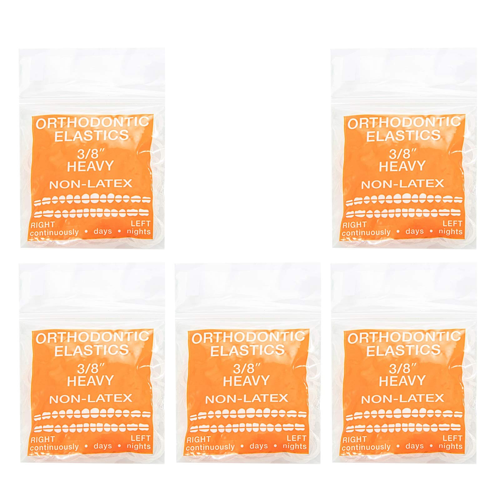 JMU Orthodontic Elastics 3/8 Heavy, 500 pack Intraoral Rubber Bands Latex Free Dental Rubber Bands Made in USA