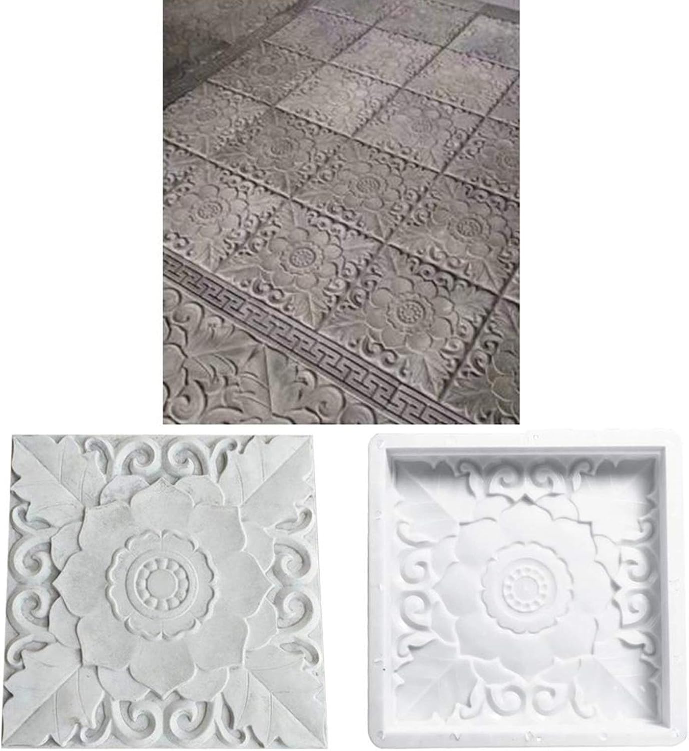 メーカーモールドガーデン舗装 Diy 花のパターンの正方形のプラスチックアンティークセメントのレンガのコンクリート型の舗装型 3 40 Size Cm X 白 色 遊園地歩道などに装飾 8周年記念イベントが 遊園地歩道などに装飾