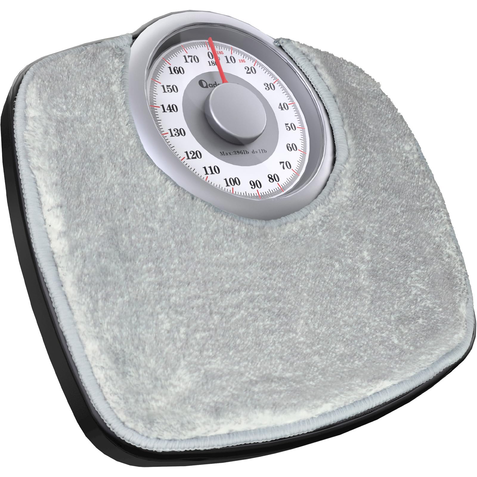 Adamson A25 - Báscula de Baño Analógica - Hasta 180 KG - Números Grandes Y Base Antideslizante - Balanzas Para Baño de Altaprecisión - 20 años de Garantía - Para Casa, Dormitorio- Alfombra gris
