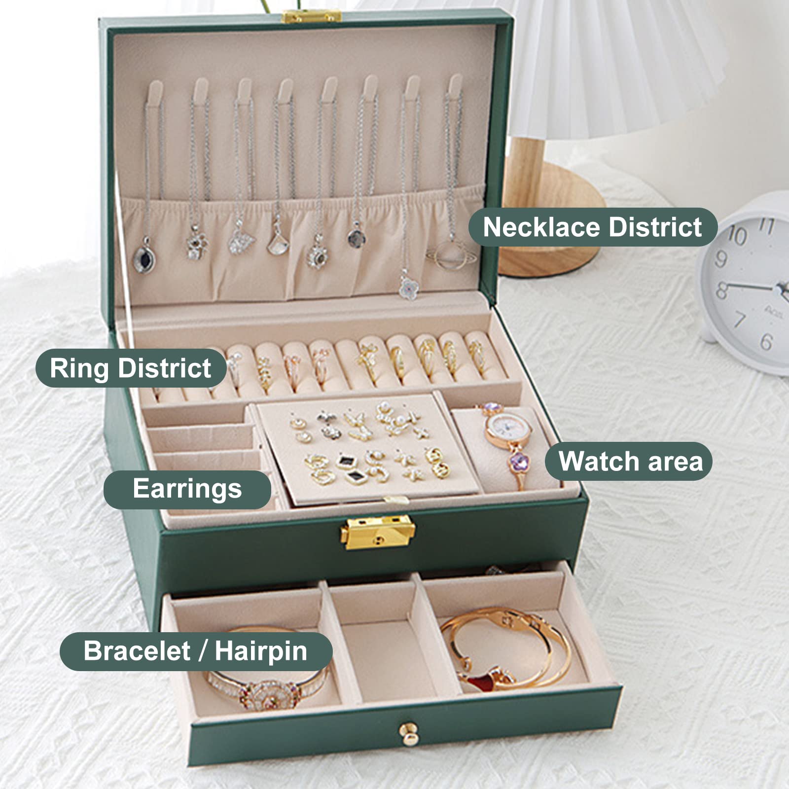 TAVADA Petite Boîte à Bijoux de Voyage, Rangement Bijoux