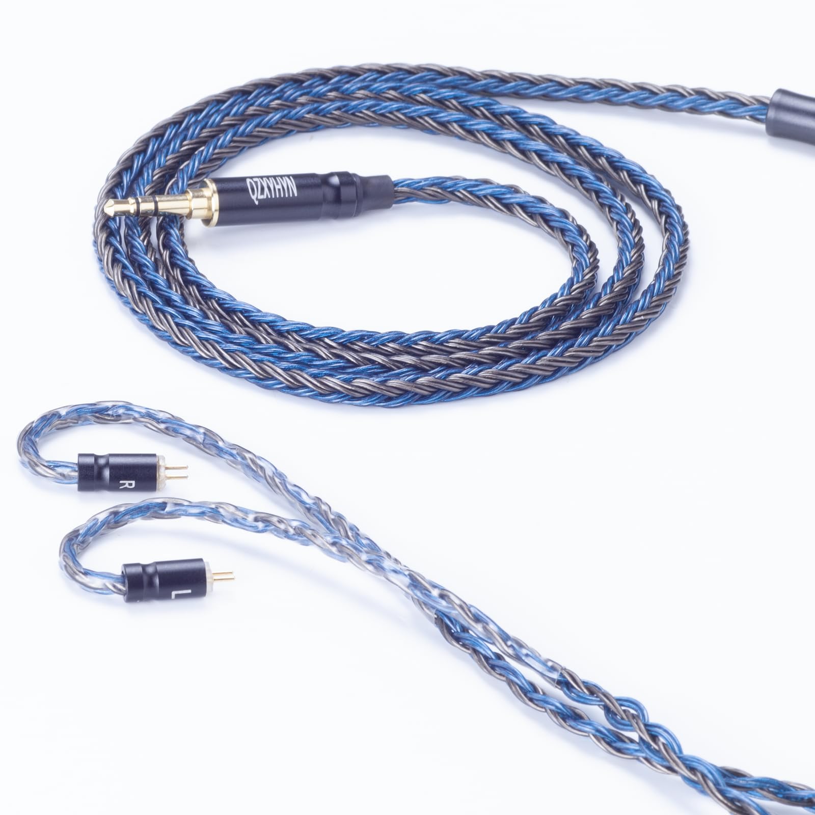 IEM-Kabel, 16-adrig, 3,5-mm-Stecker, versilbertes Kupfer, Kopfhörer-Upgrade-Kabel für CCA C16, C10, KZ, ZST, ZS7, AS06, ES4 Kopfhörer (graublau, 2-polig, 3,5 mm)