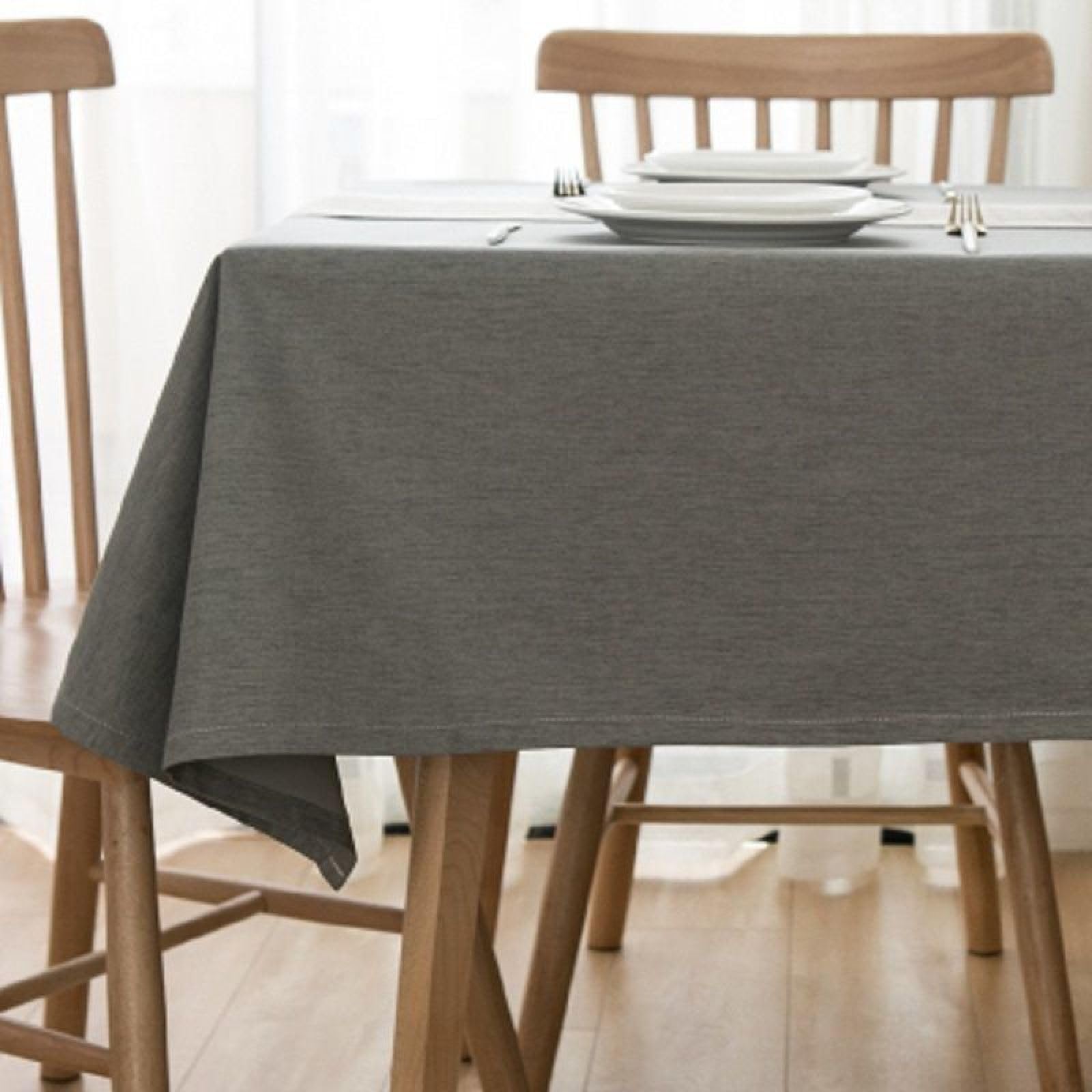 Manteles Mesa Antimanchas Impermeable Algodón Lino Anti Planchado Nórdico o para Cocina Comedor Gris 130 × 200cm