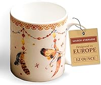 Vista 107 de Maison d' Hermine Taza de café con asas, tazas de porcelana fina de hueso, paquete de una taza de té para bebidas calientes, capuchino latte