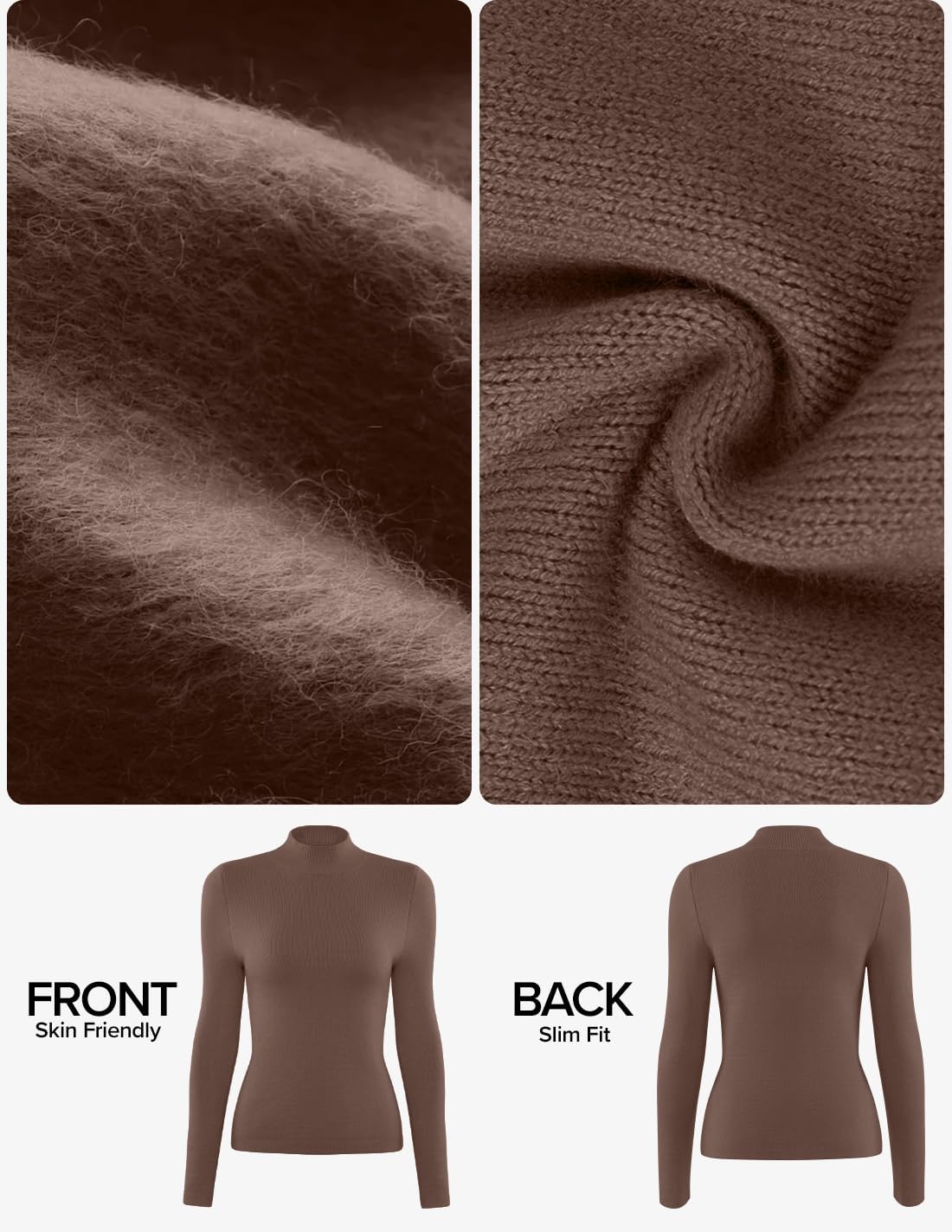 ZESICA Women's Fleece Sherpa Lined Sweater 2026 Winter Thermal Shirts Long Sleeve Mock Neck Slim Fitted Pullover Tops - Image 6