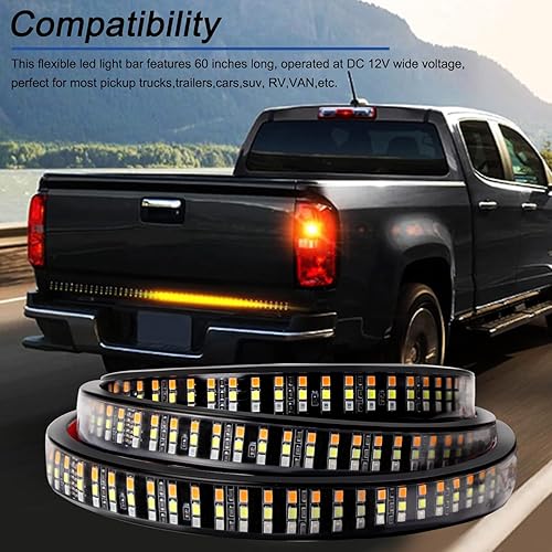Miniatura 6 de Avenemark Tira de luz para portón trasero de camión de 60 pulgadas, triple fila 504 LED, barra de luz trasera para camioneta, remolque, RV, SUV,