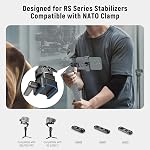 NEEWER Metal Phone Tripod Mount with Cold Shoe NATO Clamp Compatible with DJI RS5 RS4 RS3 Pro RS2 RSC2 Gimbal Stabilizer, 180° Tilt Phone Clip Holder Compatible with iPhone 15 Pro Camera Cage, GA010