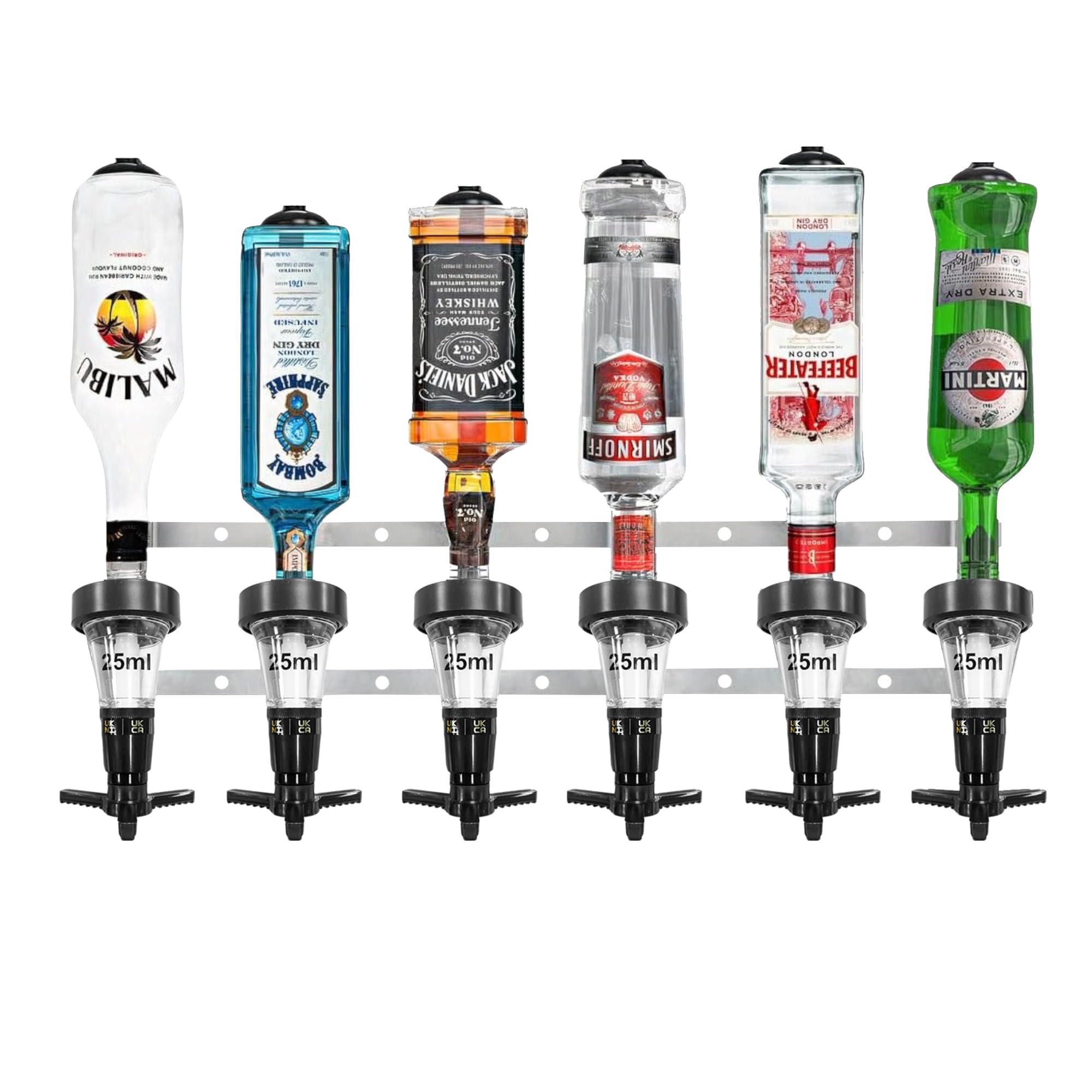 Chabrias Ltd Traditional 25Ml 6 Bottle Optics For SpiritsUk MadeBar Bottle OpticsShots MeasureWall Bracket from B&Q