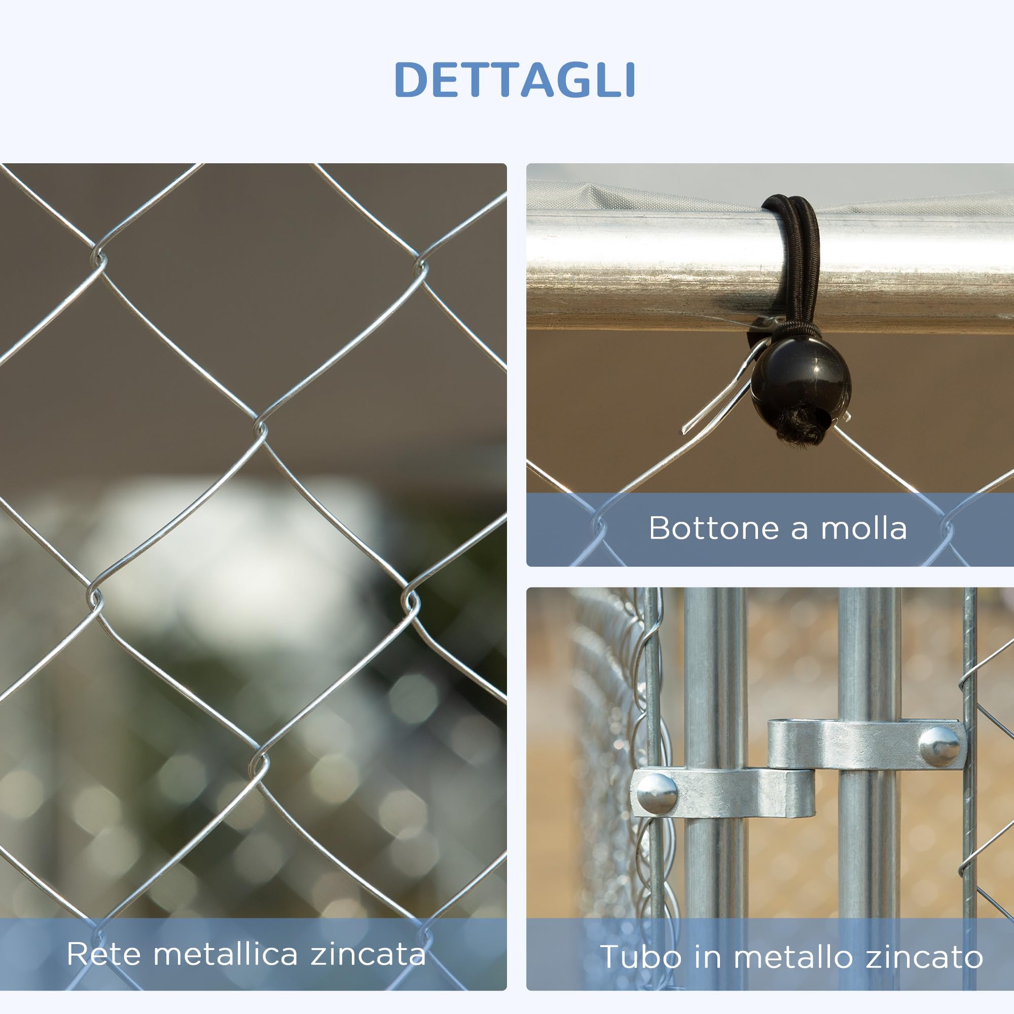 PawHut Kennel per Cani in Metallo Galvanizzato con Tettuccio in Tessuto Oxford, 400x230x232cm, Argento