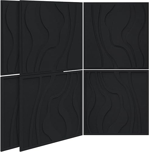 Miniatura 9 de BUBOS Paquete de 6 paneles acústicos grandes, tamaño total de 24 x 24 pulgadas, paneles de pared insonorizados, paneles de sonido decorativos,