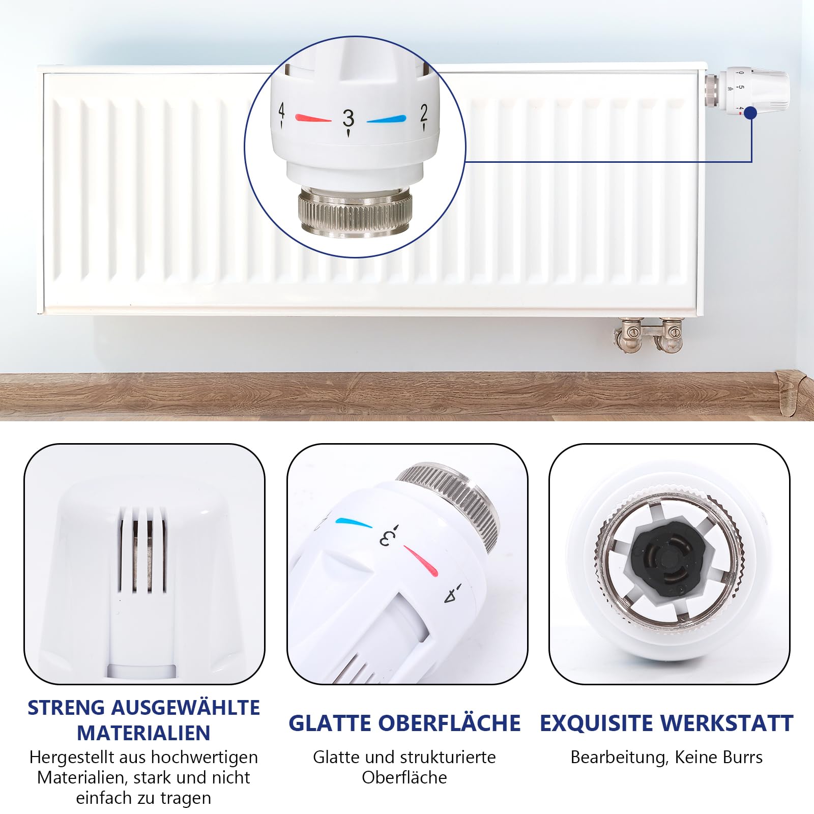 Thermostatkopf Heizungsthermostat Heizkörperthermostat Heizungsregler Heizkörperventil für Gewinde M30x1,5 für Büro und Zuhause (6 Stück)