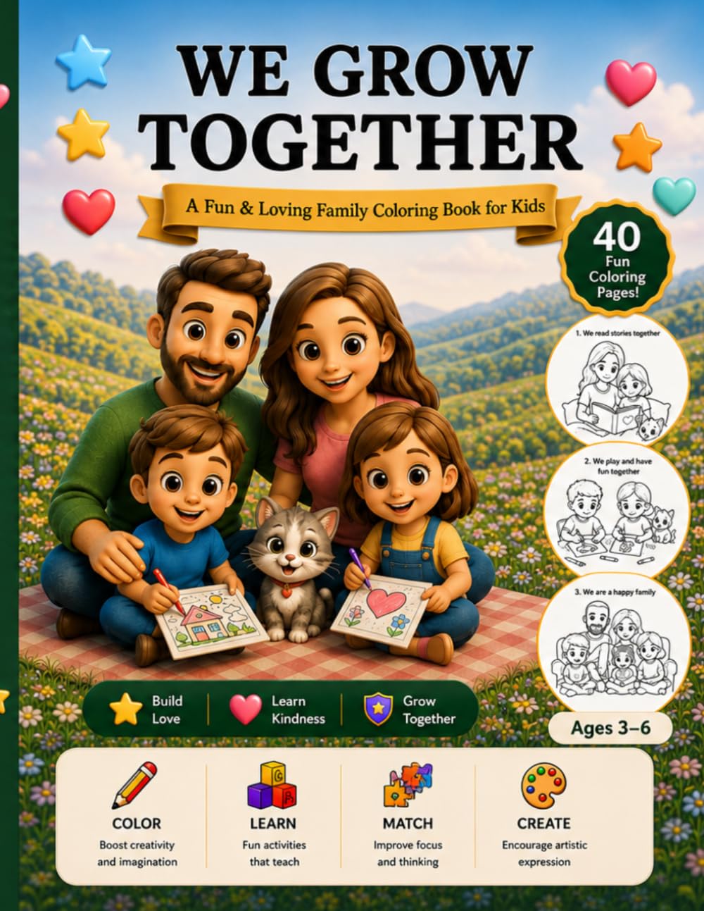 We Grow Together: A Fun & Loving Family Coloring Book for Kids