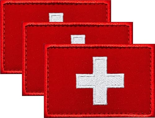 DM - Paquete de 3 parches bordados de la bandera de Suiza, parches tácticos de bandera suiza para sombreros, bolsas tácticas, parche de ropa, parche