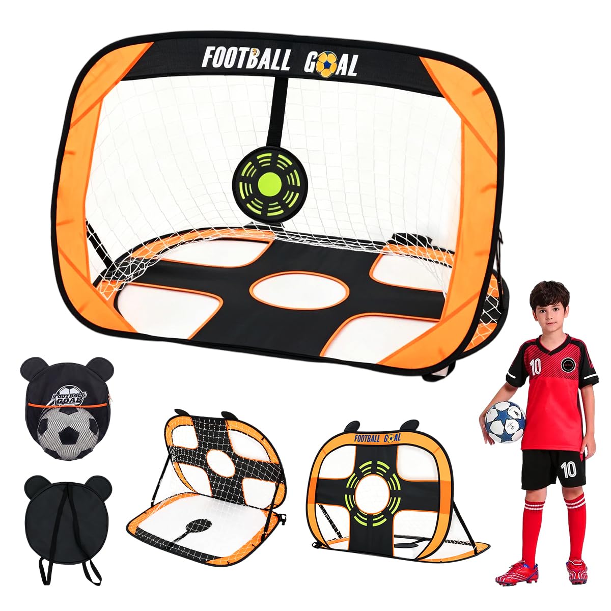 2er Fußballtor Kinder Set 3 in 1 Faltbar Fußball Tore