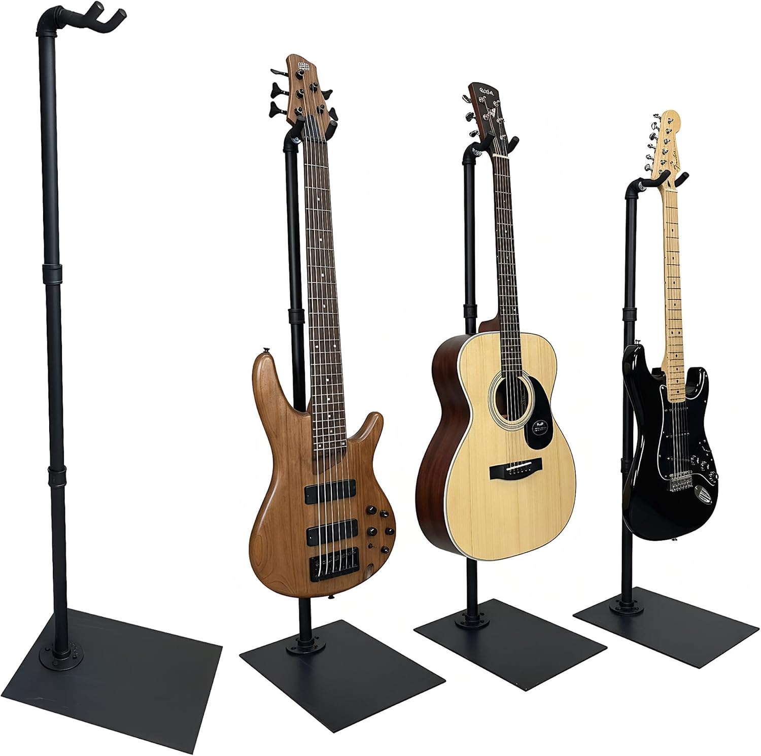 Iron Heavy Duty Guitar Stand | Heavy-Duty Industrial All-Iron Stand with Wide Base,Holds 100 lbs | Perfect Secure Stand for Long-Scale Bass & Electric Guitar | Violin | Hush Guitar | Mandolin | BanjoQuick |Tool-Free Assembly