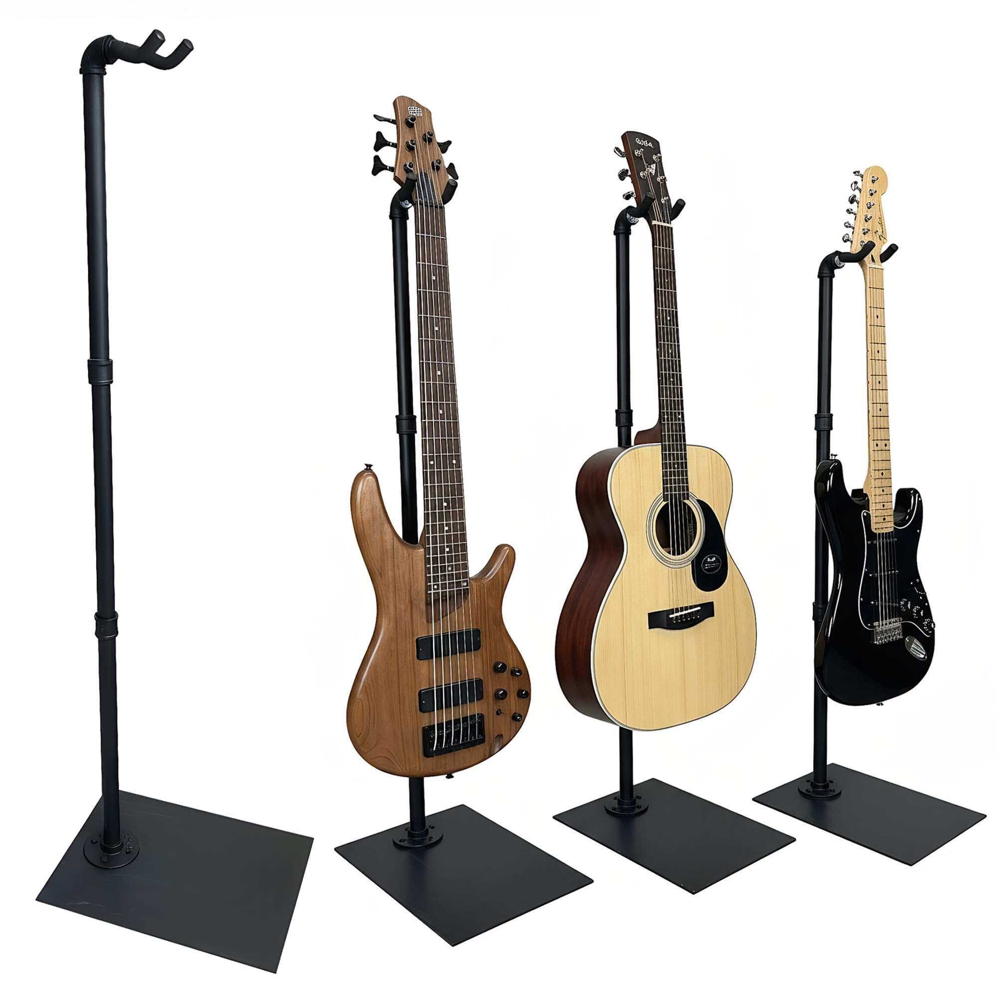 Iron Heavy Duty Guitar Stand | Heavy-Duty Industrial All-Iron Stand with Wide Base,Holds 100 lbs | Perfect Secure Stand for Long-Scale Bass & Electric Guitar | Violin | Hush Guitar | Mandolin | BanjoQuick |Tool-Free Assembly