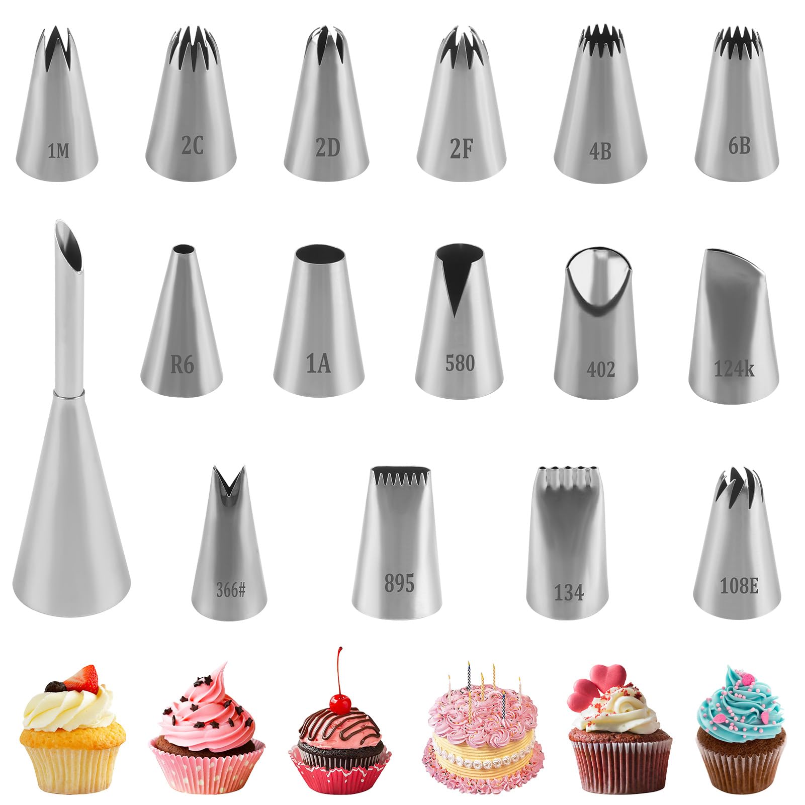 Set Di 4 Beccucci Grandi In Acciaio Inox 304 Per Pasticceria E