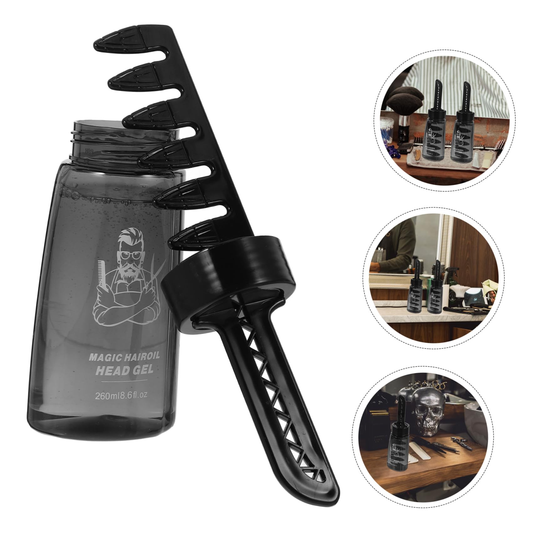 Cabilock Botella Dosificadora de Gel Fijador para Cabello 3 Unidades Tamaño Pequeño con Peine Aplicador para Hombres Peluquería y Peinado Profesional Reutilizable