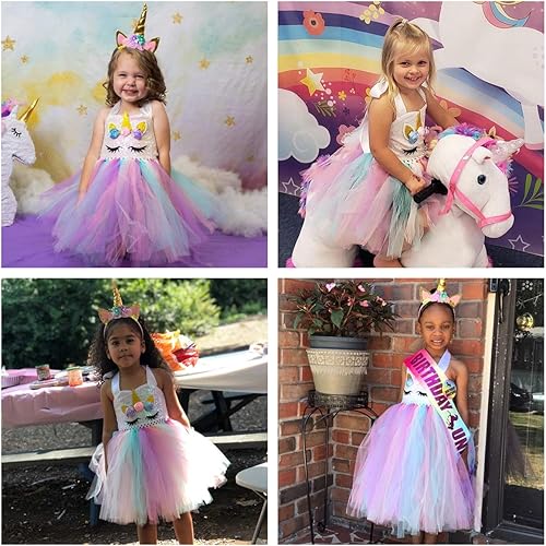 Miniatura 2 de Tutu Dreams - Vestido de unicornio con lentejuelas para niñas de 1 a 10 años con diadema, para fiesta de cumpleaños, recital, danza