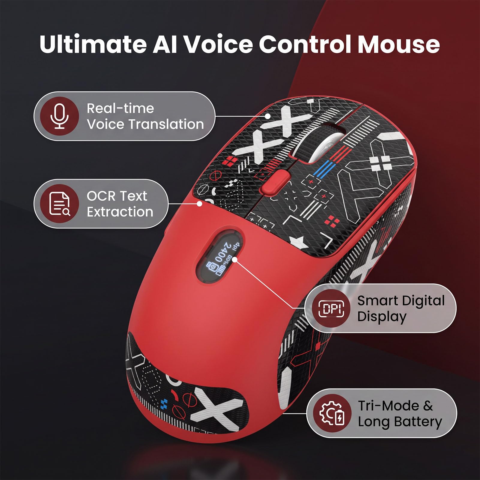 Bewinner Souris sans Fil AI Voice Mouse avec Traduction en 120 Langues
