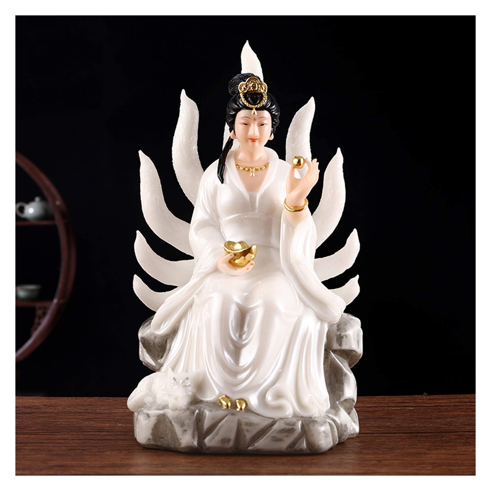 Amazon｜幸運の神 人工翡翠仏像ライフスケート9テールフォックス